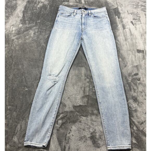 Hudson Jeans Womens 27 Blue Barbara Super Skinny Distressed Mid-rise Denim - Picture 2 of 15